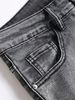 Men's Stretch Denim Jeans, Streetwear, Tearing Patchwork Holes, Torn Denim, Elastic Waist, Leisure Pants, Narrow Fit, Straight Pants_mkmklike.com