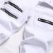Men's White Stretch Denim Jeans With Zipper Accents, Slim Fit Straight Leg Mid-Rise Casual Trousers Comfortable Slim Straight Cut_mkmklike.com