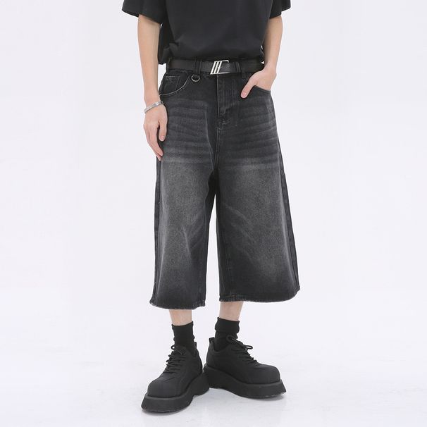 Men's Denim Shorts Cross Border High Quality 2024 Summer Men's Cropped Pants Trendy Denim Shorts_mkmklike.com