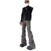 Men's Clothing Retro Old Wasteland Style Vintage Washed Distressed High Street Jeans For Men - Retro Wide Leg Trousers With Wrinkled Texture_mkmklike.com