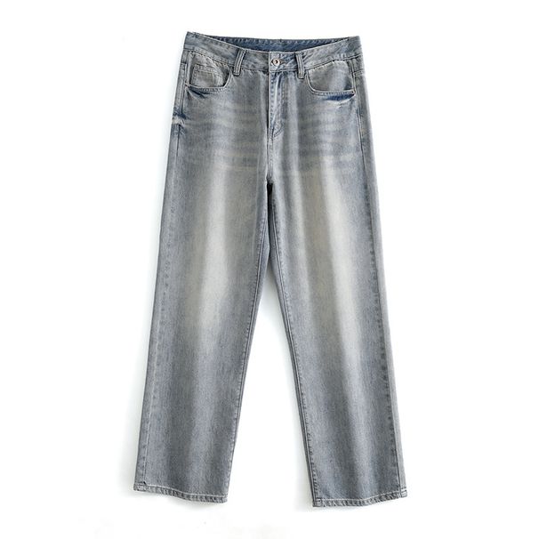 New Wide-leg Pants Men's Loose Retro Straight Jeans Men's Fattened Plus Size Washed Drape Denim Trousers Men_mkmklike.com