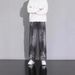 Men's Streetwear Splatter Paint Stretch Denim Jeans Vintage Washed Effect Tapered Fit Black Sizes 28 - 35_mkmklike.com