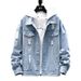 Men's Clothing Loose Denim Jacket Men's Distressed Denim Jacket – Oversized Korean Style Casual Coat With Ripped Details For Spring & Autumn_mkmklike.com