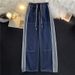 Men's Patchwork Straight Leg Cargo Jeans Loose Wide Leg Street Style Cool And Edgy Autumn Winter Trendy Brand Design_mkmklike.com