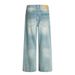 Distressed Denim Straight-Leg Street Style Punk Pleated Design Washed Gradient Frayed Wide-Leg Pants For Men_mkmklike.com