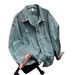 Men's Clothing Retro Plaid Lapel Denim Jacket – Unisex Distressed Vintage Style (Blue, Sizes M-3XL)_mkmklike.com