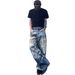 Men's Clothing Distressed Hand Painted Graffiti 3D Print Loose Straight Leg Jeans Unisex Baby Denim King American Style_mkmklike.com