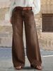 Women's High-Waisted Wide-Leg Jeans – Vintage Washed Denim With Multi-Button Detail For Casual & Streetwear_mkmklike.com