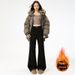 Factory Direct Black Non-Skinny Fleece-Lined Flared Jeans For Women, Autumn And Winter Thickened Loose Slimming_mkmklike.com