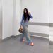 Distressed High Waist Straight Leg Jeans For Women - Vintage Washed Denim Pants With Faded Ombre & Splatter Paint Details_mkmklike.com