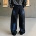 Galaxy Black Men's Streetwear Jeans - Loose Fit Straight Leg With Rhinestone Design, Trendy & Stylish For Casual Wear_mkmklike.com