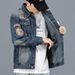 Loom Autumn Winter New Brand Badge Embroidered Jacket Loose European American Trendy Retro Youth Denim Coat Men_mkmklike.com