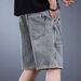 Men's Heavyweight Denim Shorts Summer Washed Distressed Retro Loose Trendy Workwear Mid Length Pants_mkmklike.com
