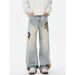 Vintage Niche Design Crochet Series Jeans For Men And Women, Loose Clean Fit, High Street Casual Versatile Pants_mkmklike.com