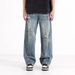 Summer New American Retro Vintage Heavy Washed Ripped Jeans Men's Loose Wide-leg Scimitar Pants_mkmklike.com