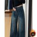Women's High Waisted Straight Leg Jeans - Retro Washed Denim Pants With Fleece Lining, Plus Size Wide Leg Trousers For Pear Shape & Curvy Women_mkmklike.com