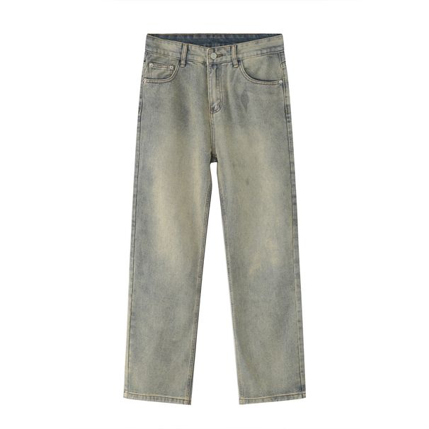 Men's Clothing Summer New Products Mud Yellow Retro Basic Simple Jeans Men's Slim Trousers_mkmklike.com