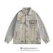 Loom Spring Autumn New European And American Hip-Hop Vintage Embroidered Distressed Denim Jacket For Men, Trendy Loose Casual_mkmklike.com
