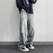Men's Vintage Washed Distressed Jeans – Relaxed Straight Fit | Cotton Blend | S-3XL | American Retro Style |_mkmklike.com