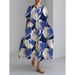 Women's Loose Round Neck Fashionable High-end Short-sleeved Printed Dress_mkmklike.com
