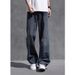 Men's Wide Leg Jeans Loose Straight Fit High Street Casual Pants Retro Workwear Denim Trousers For Spring & Autumn_mkmklike.com