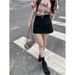 K Retro Workwear Denim Skirt For Women, High Waist, Loose Fit, Slimming A-line Skirt, Spicy Girl Short Skirt_mkmklike.com