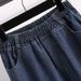 Real Shot Of Loose High-waisted Dark Wash Straight-leg Spring Women's Elastic Waist Plus-size Long Pants, Wide-leg_mkmklike.com