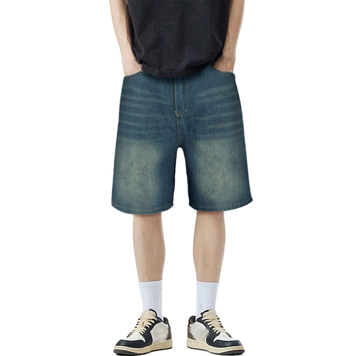 Men's Clothing Summer Thin Light Blue Denim Shorts Men's Straight Loose Versatile American Style Handsome Shorts Trendy_mkmklike.com
