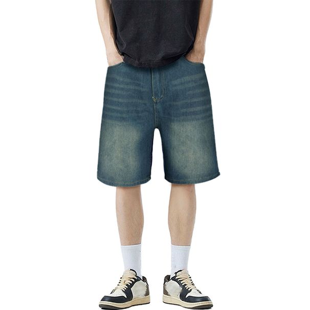 Men's Clothing Summer Thin Light Blue Denim Shorts Men's Straight Loose Versatile American Style Handsome Shorts Trendy_mkmklike.com