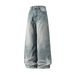 Men's Distressed Washed Jeans With Cat Whiskers - Loose Fit Straight Leg High Street Vintage Denim Pants For Autumn_mkmklike.com