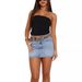 Retro Slim-fit Stretch Fashionable Casual Denim Shorts For Women; Denim Skirt_mkmklike.com