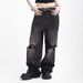 High Street Rhinestone Distressed Knee Jeans Men's Punk Trendy Personality Loose Wide-Leg Straight Long Pants_mkmklike.com