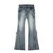 American Style Frayed Edge Jeans Hot Girl Design Low Waist Slim Fit Flared Pants_mkmklike.com