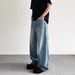Men's Vintage Washed Blue Jeans Straight Leg Relaxed Fit High Street Clean Aesthetic Global Ready_mkmklike.com