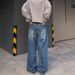 Men's Clothing Unisex Retro Studded Jeans High Street Style Loose Fit Straight Leg Casual Pants For Formal & Casual_mkmklike.com