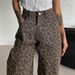 Leopard Print Denim Jeans Loose Fit Straight Leg Casual Wide Leg Pants For Spring Autumn_mkmklike.com
