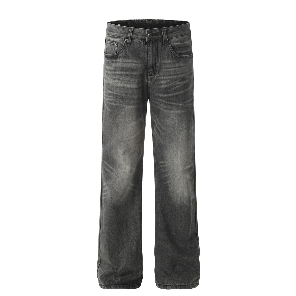 Men's Clothing Retro Trendy Washed Old Design High End Straight Flared Denim Trousers_mkmklike.com