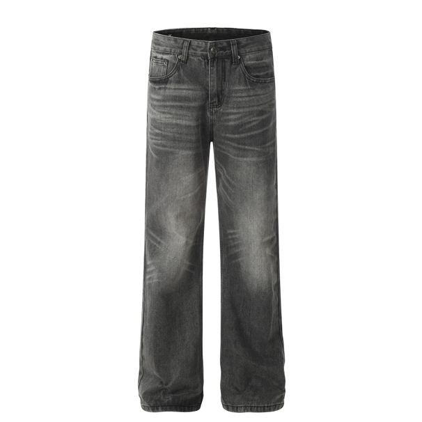 Men's Clothing Retro Trendy Washed Old Design High End Straight Flared Denim Trousers_mkmklike.com