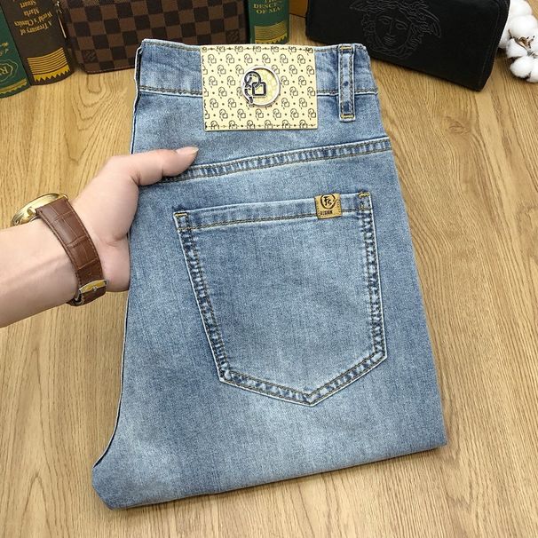 Men's Clothing Summer Thin Men's Light Gray Lyocell Ice Oxygen Jeans Breathable Slim Fit Small Straight Men's Trousers New Arrival_mkmklike.com