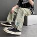 Nordmann American Jeans For Men Spring And Autumn High Street Cool High-End Feel Vibe Style Split Hem Mud Yellow Casual Pants_mkmklike.com