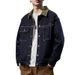 Thickened Velvet, Premium Feel, Color Blocked Washed Denim Jacket, Men's Casual Workwear Jacket_mkmklike.com