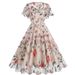 Women's Clothing round neck waist mesh embroidery dress retro Hepburn dress_mkmklike.com