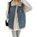 Women's Clothing Denim Vest With Sherpa Collar – Sleeveless Oversized Fleece-Lined Jacket For Casual Winter Wear_mkmklike.com