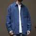 Striped Denim Long Sleeved Shirt, Men's Loose And Fashionable Versatile Shirt Jacket_mkmklike.com