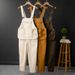 Pure Housekeeper Overalls Coffee American Style Melad Color Series Suspender Straight Men's Work Pants Youth_mkmklike.com