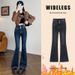 Wholesale Dropshipping Of Women's Ultra-high-waisted Flared Jeans With Fleece Lining, Designed A Slimming Effect,_mkmklike.com