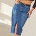 Women's Clothing Cotton Mid Length Denim Skirt With Slits_mkmklike.com