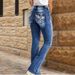 Embroidered Flared Jeans For Women – High-Waisted Stretch Denim With Bohemian Details_mkmklike.com