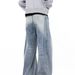 Men's Clothing Washed And Distressed Niche Design Wide Leg Pants For Teenagers Spring And Autumn New Split Deconstruction Design Jeans_mkmklike.com
