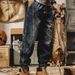 Men's American Style Casual Loose Straight Leg Jeans Elastic Waist Trendy Versatile Jogger Pants Retro Harem Trousers_mkmklike.com
